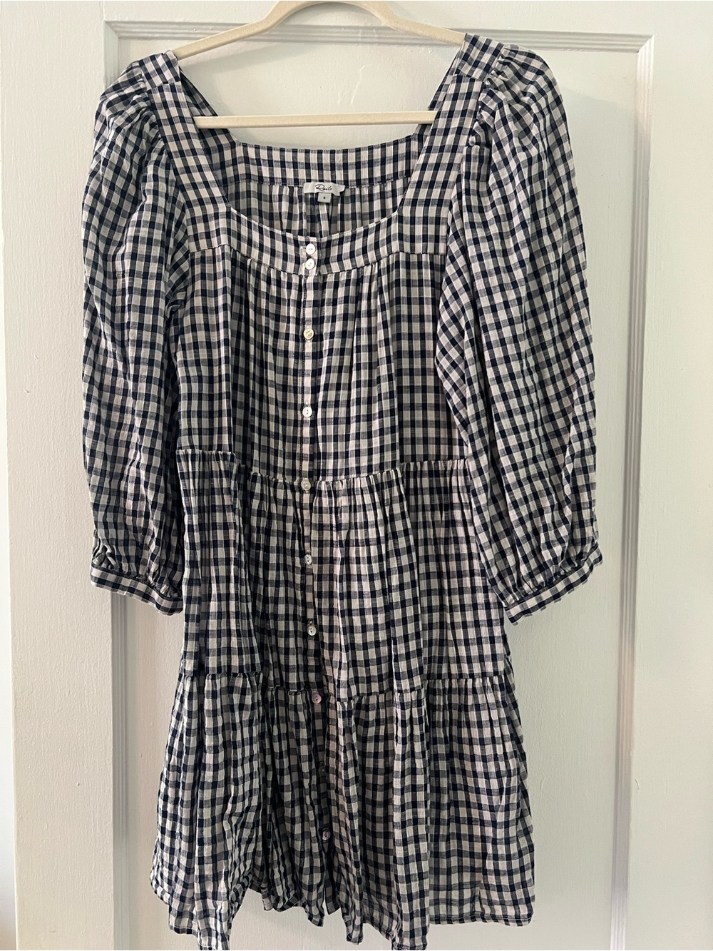 Rails Navy & White Gingham Tiered Mini Dress